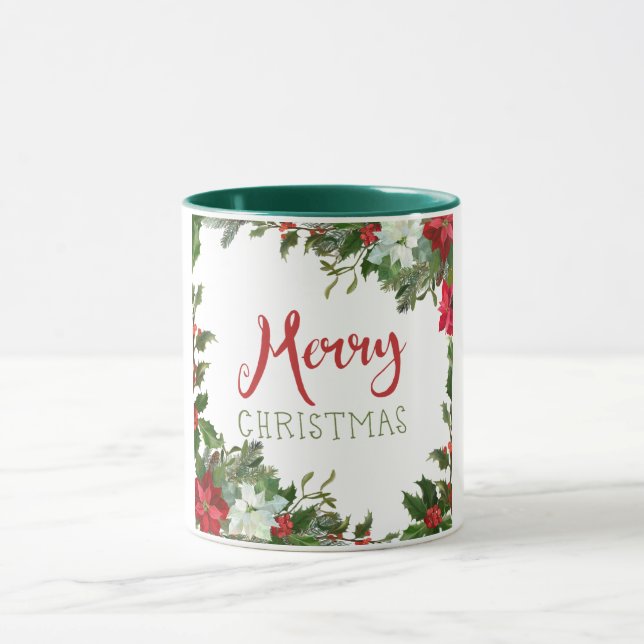 Merry Christmas greenery  Mug (Center)