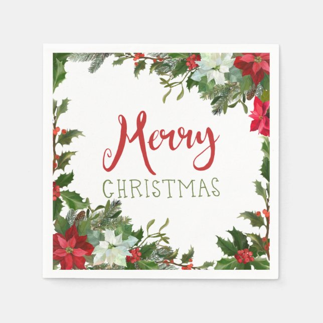 Merry Christmas greenery  Napkin (Front)