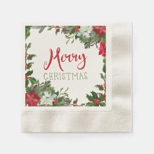 Merry Christmas greenery  Napkin (Front)