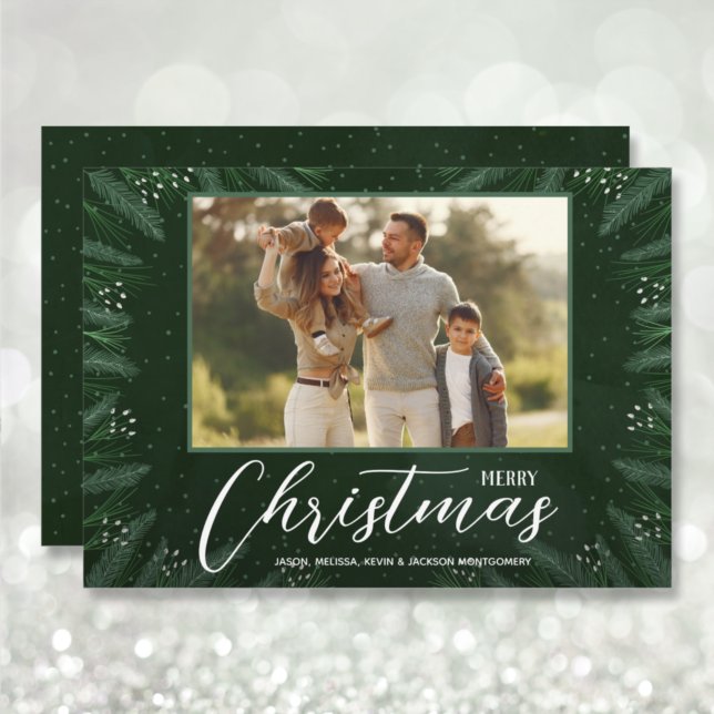Merry Christmas Greenery Photo Holiday Card (Creator Uploaded)