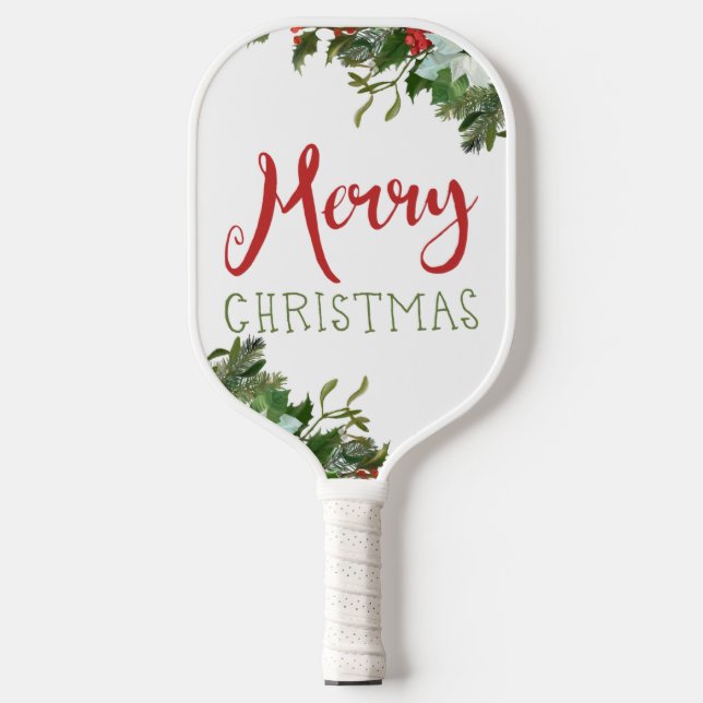 Merry Christmas greenery  Pickleball Paddle (Front)