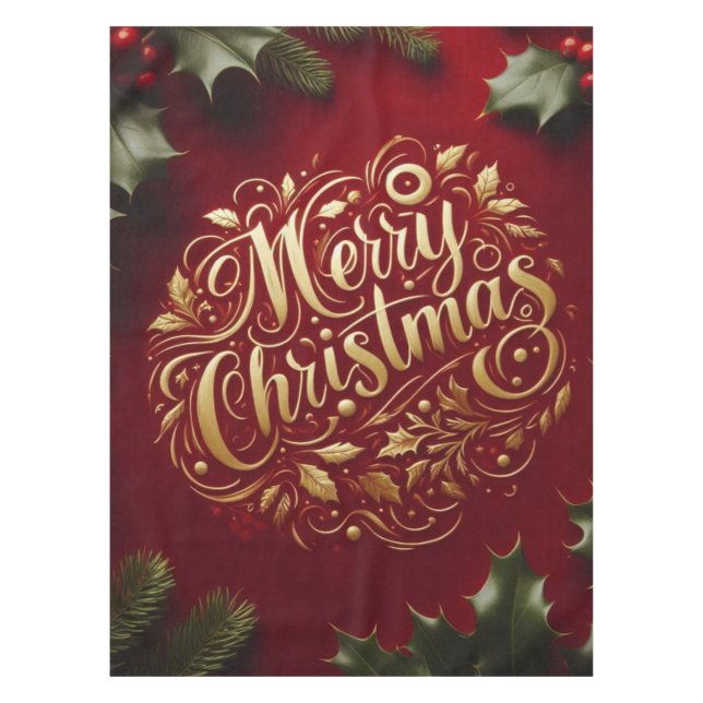 Merry Christmas greenery  Tablecloth (Front)