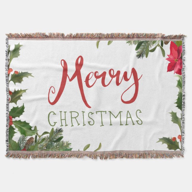 Merry Christmas greenery  Throw Blanket (Front)