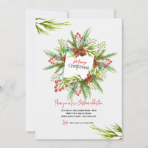 Merry Christmas Greens Invitation
