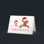 MERRY CHRISTMAS Greeting Card DOG AND CAT<br><div class="desc">MERRY CHRISTMAS 
A DOG AND A CAT IN Santa hat.</div>