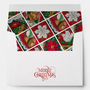 Merry Christmas Greeting Card Envelope Red & Green