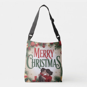 Merry Christmas Greeting Card for a Couple Crossbody Bag