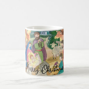Merry Christmas greeting card , Little Jesus Chri Coffee Mug