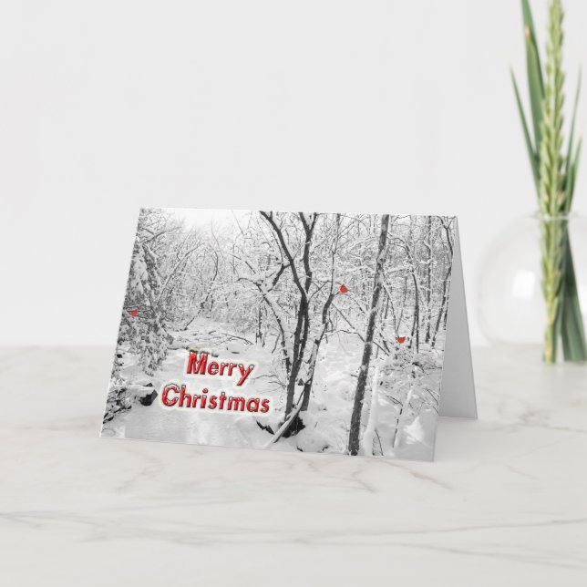Merry Christmas Greeting Card - Snowy Woods (Front)