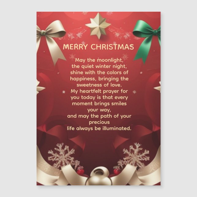 Merry Christmas Greeting Card with Festive Ribbons (Front)