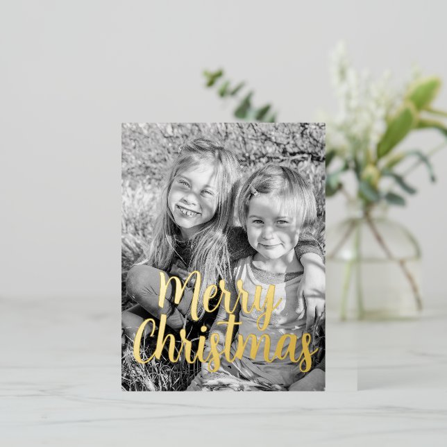 Merry Christmas Greeting Foil Holiday Postcard (Standing Front)