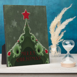 Merry Christmas Greeting - Fractal Tree and Star Plaque