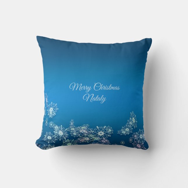 Merry Christmas. Greeting.Name. Cushion (Front)