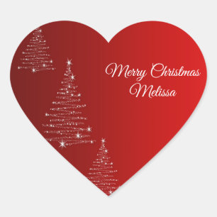Merry Christmas. Greeting.Name. Heart Sticker