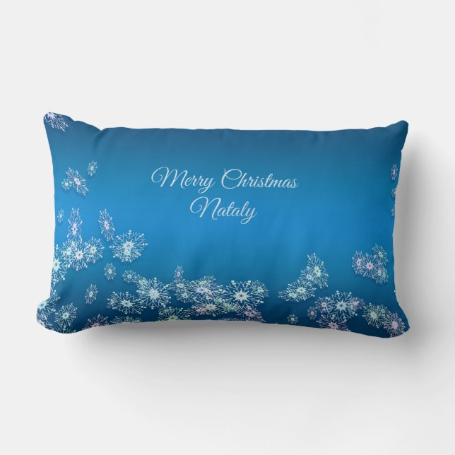 Merry Christmas. Greeting.Name. Lumbar Cushion (Front)