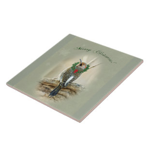 Merry Christmas Greeting - Northern Flicker Tile