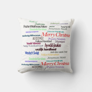 Merry Christmas Greeting Quote Foreign Languages Cushion