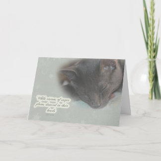 Merry Christmas Greeting - Sleeping Kitty - Dreams Holiday Card