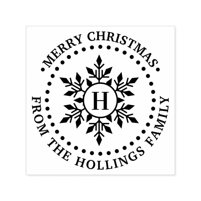 Merry Christmas Greeting Snowflake Name Initial Self-inking Stamp (Design)