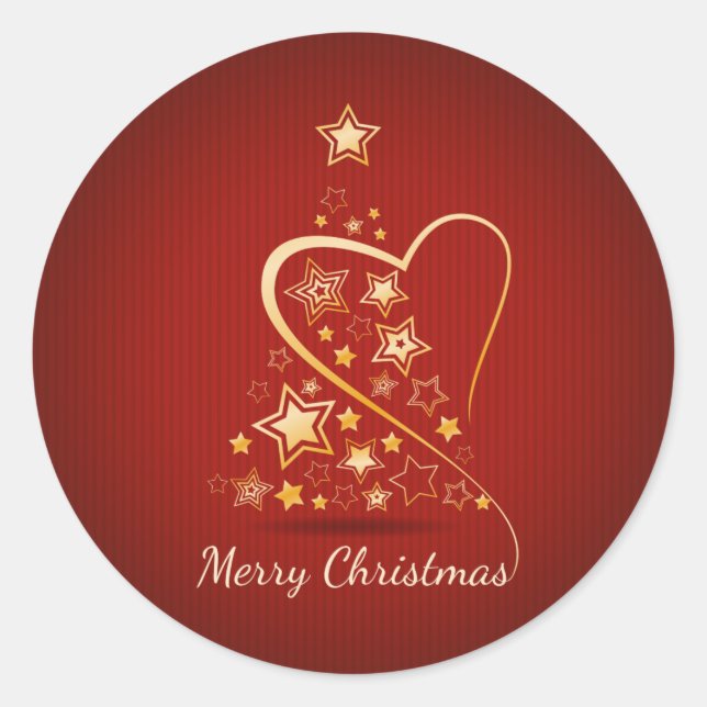 Merry Christmas greeting with golden ornaments Classic Round Sticker (Front)