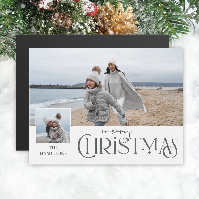 Merry Christmas Greeting with Photo Insert Silver (Creator Uploaded)