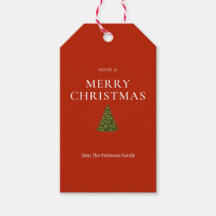 Merry Christmas greeting with tree on red custom