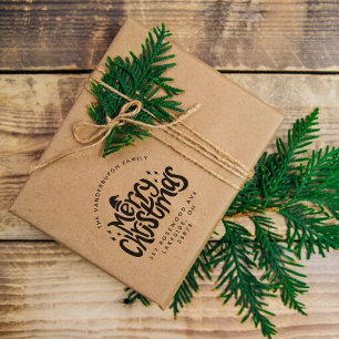 Merry Christmas Greetings Custom Return Address Rubber Stamp