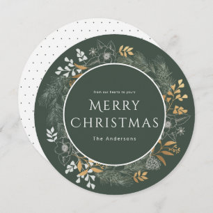 Merry Christmas Greetings Elegant Sage Gold Wreath