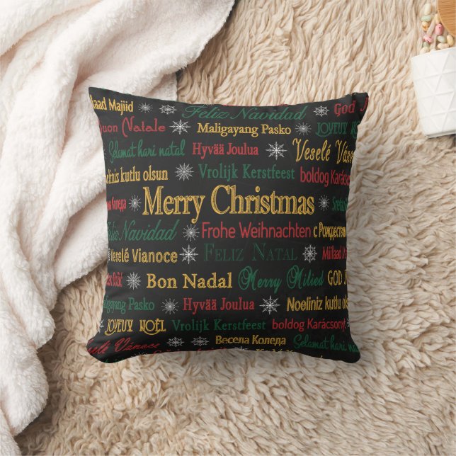 Merry Christmas Greetings in Different Language |  Cushion (Blanket)