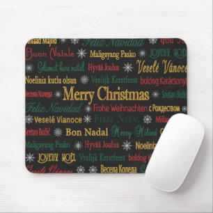 Merry Christmas Greetings in Different Language    Mouse Pad