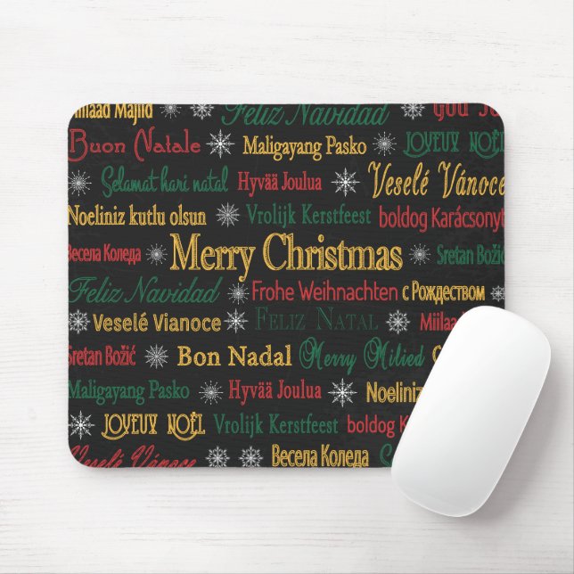 Merry Christmas Greetings in Different Language |  Mouse Pad (With Mouse)