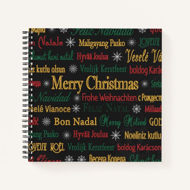 Merry Christmas Greetings in Different Language |  Notebook (Front)