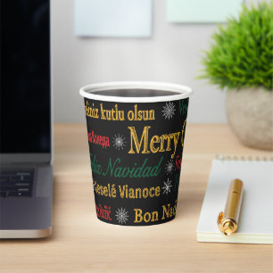 Merry Christmas Greetings in Different Language    Paper Cups