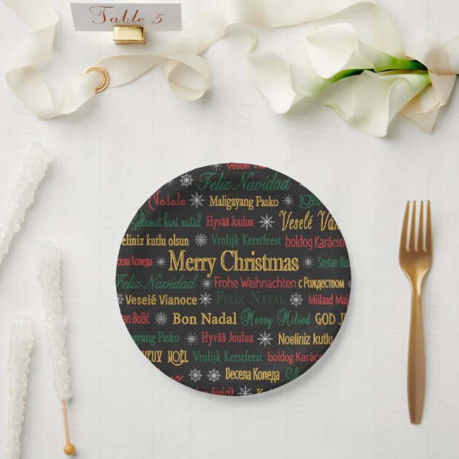 Merry Christmas Greetings in Different Language |  Paper Plate (Wedding)
