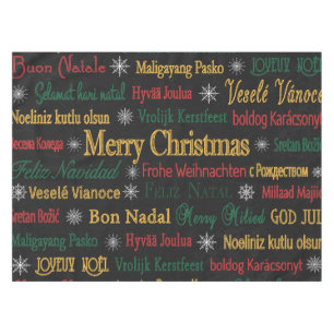 Merry Christmas Greetings in Different Language    Tablecloth