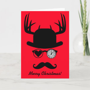 Merry Christmas Greetings Moustache Big Ben London Holiday Card
