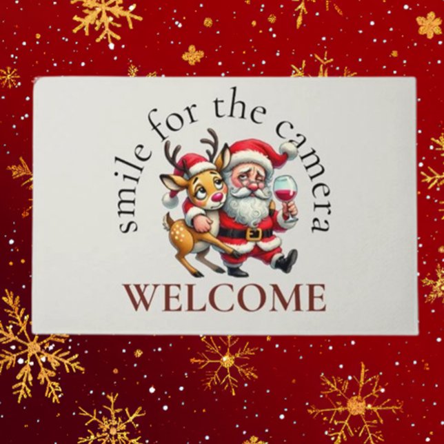 Merry Christmas Greetings Santa Doormat (Spread holiday cheer with the Merry Christmas Greetings Santa Doormat by Brett Designs.)