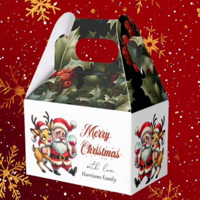 Merry Christmas Greetings Santa Favour Box (Spread joy this holiday season with Brett Designs' Merry Christmas Greetings Santa Favor Boxes. )