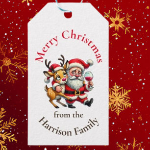 Merry Christmas Greetings Santa Gift Tags