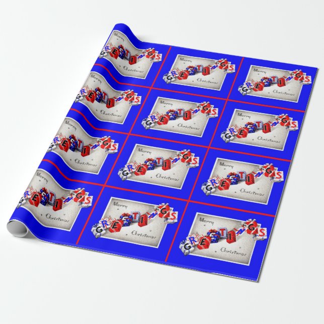 Merry Christmas Greetings Wrapping Paper (Unrolled)