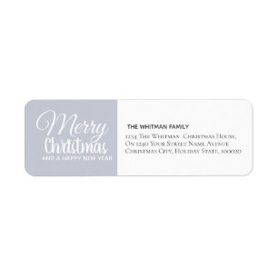 Merry Christmas Grey Family Return Address Label