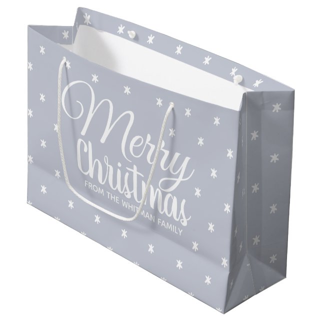Merry Christmas Grey Large Gift Bag (Front Angled)
