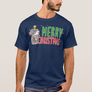 Merry Christmas Grey Wolf With Xmas Lights Lover F T-Shirt