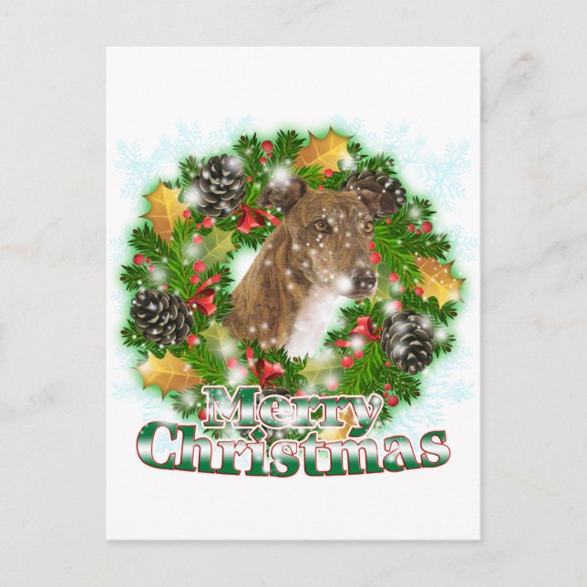 Merry Christmas Greyhound Holiday Postcard (Front)