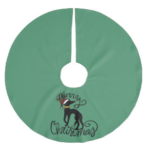 Merry Christmas Greyhound Reindeer Brushed Polyester Tree Skirt