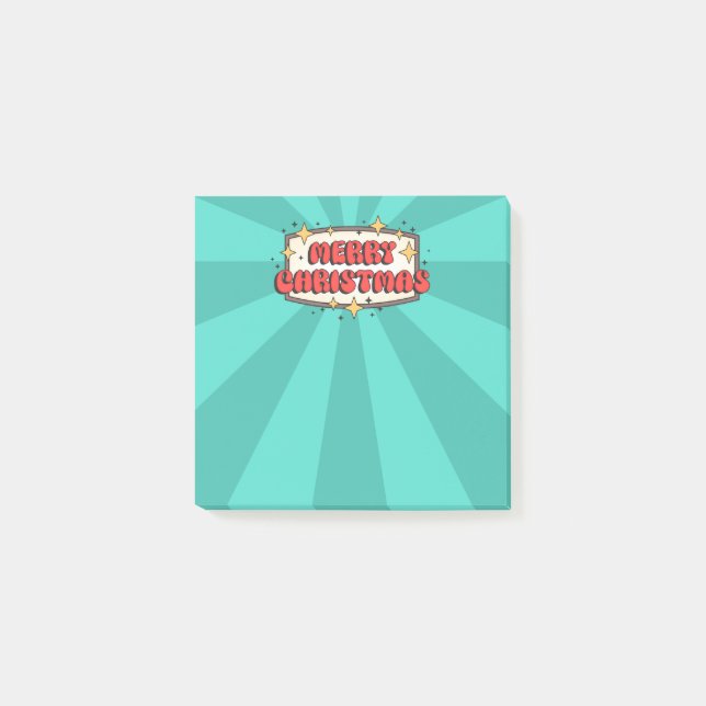 Merry Christmas groovy retro cartoon text Post-it Notes (Front)