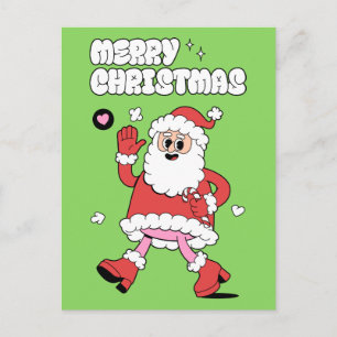Merry Christmas - Groovy Santa Strut Holiday Postcard