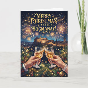Merry Christmas Guid Hogmanay Edinburgh Card