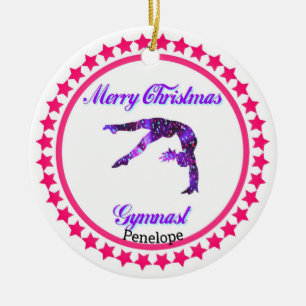 Merry Christmas Gymnast Ceramic Ornament