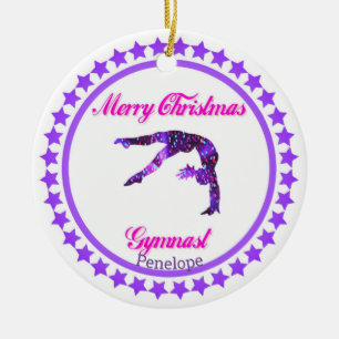 Merry Christmas Gymnast Ceramic Ornament